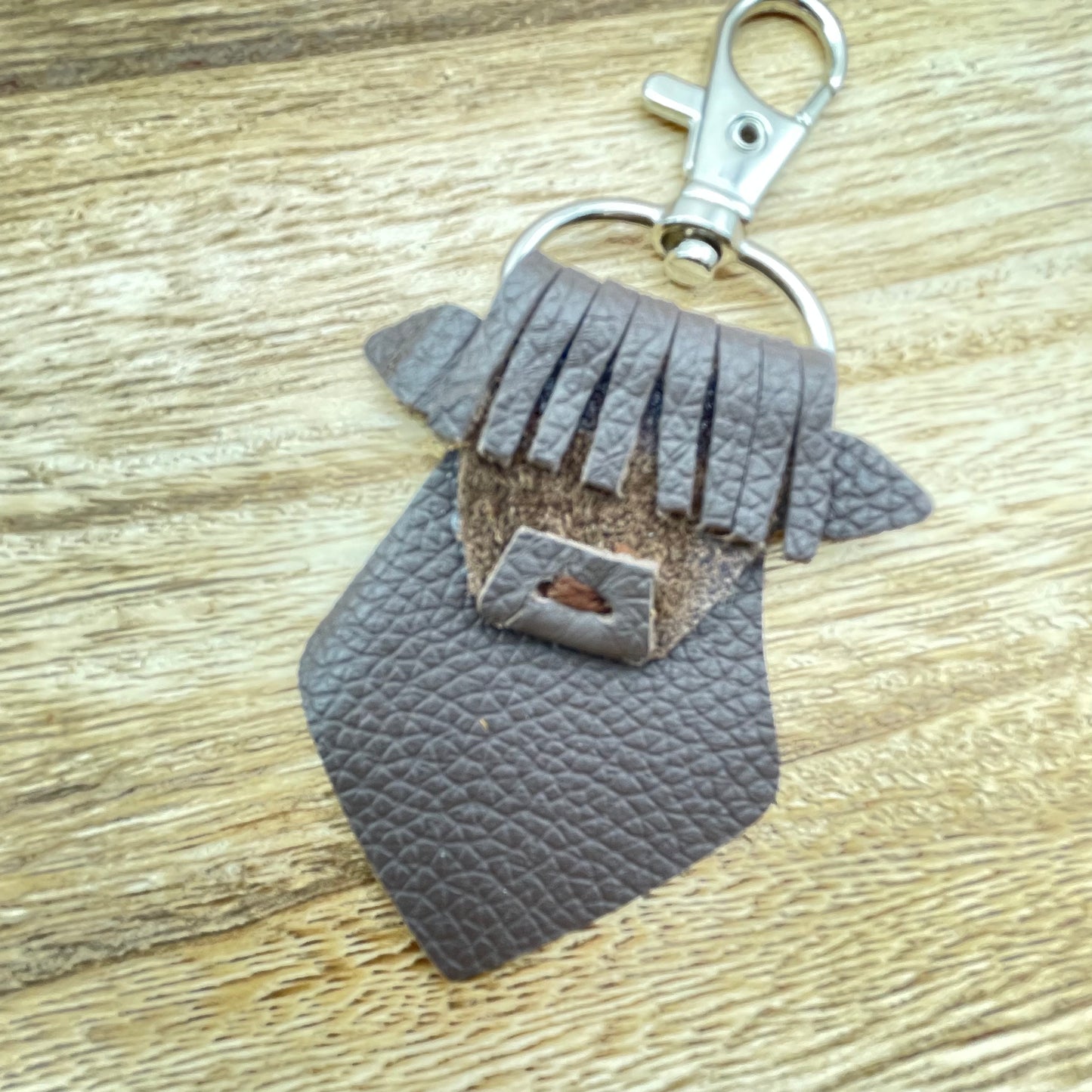 Genuine Leather Highland Cow Keychain