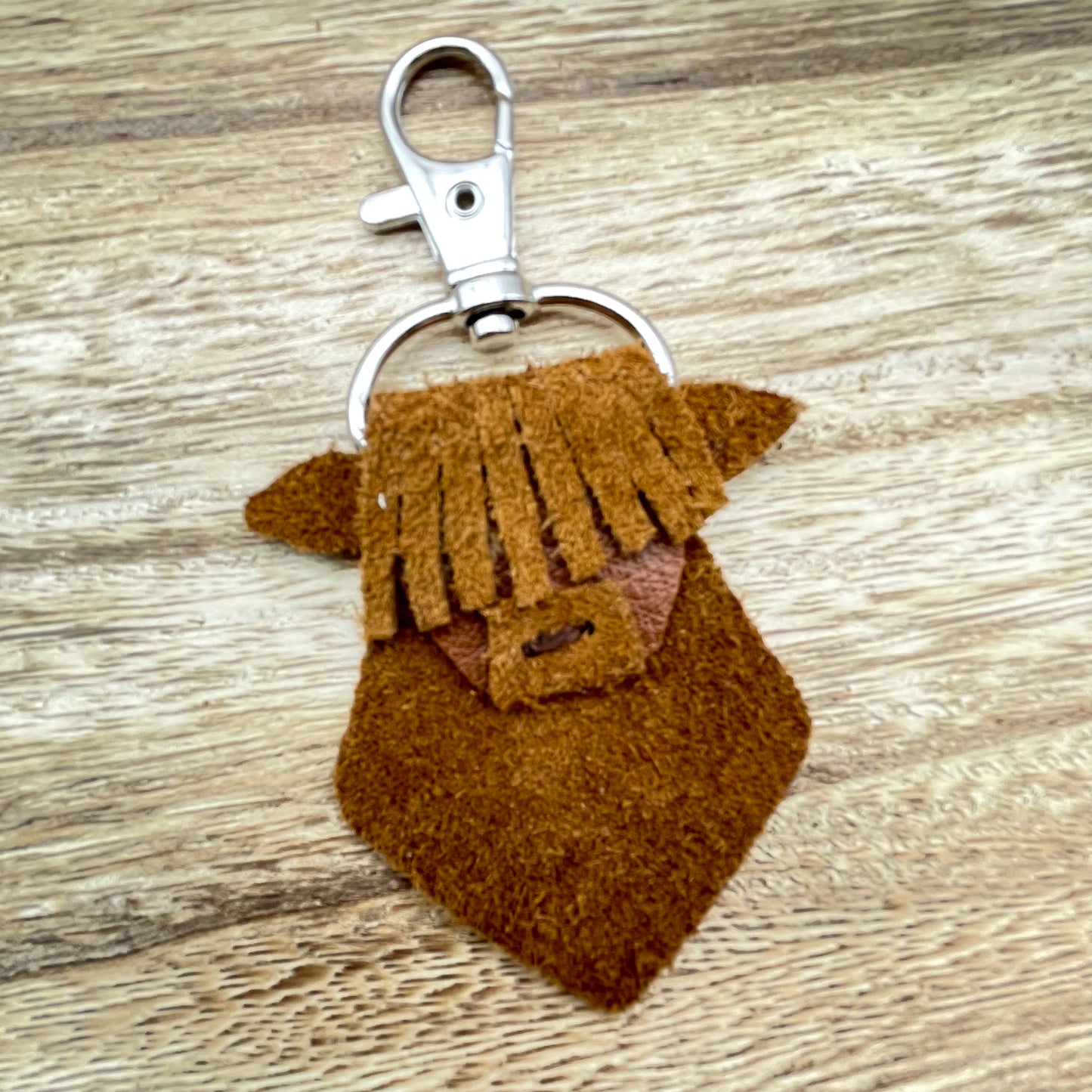 Genuine Leather Highland Cow Keychain