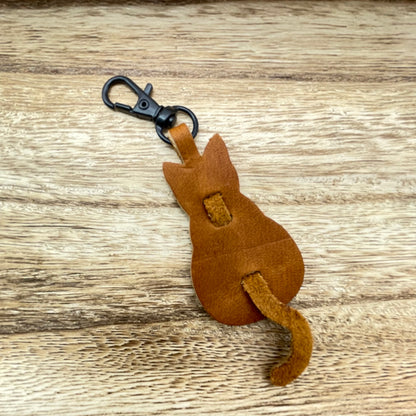 Genuine Leather Cat Keychain