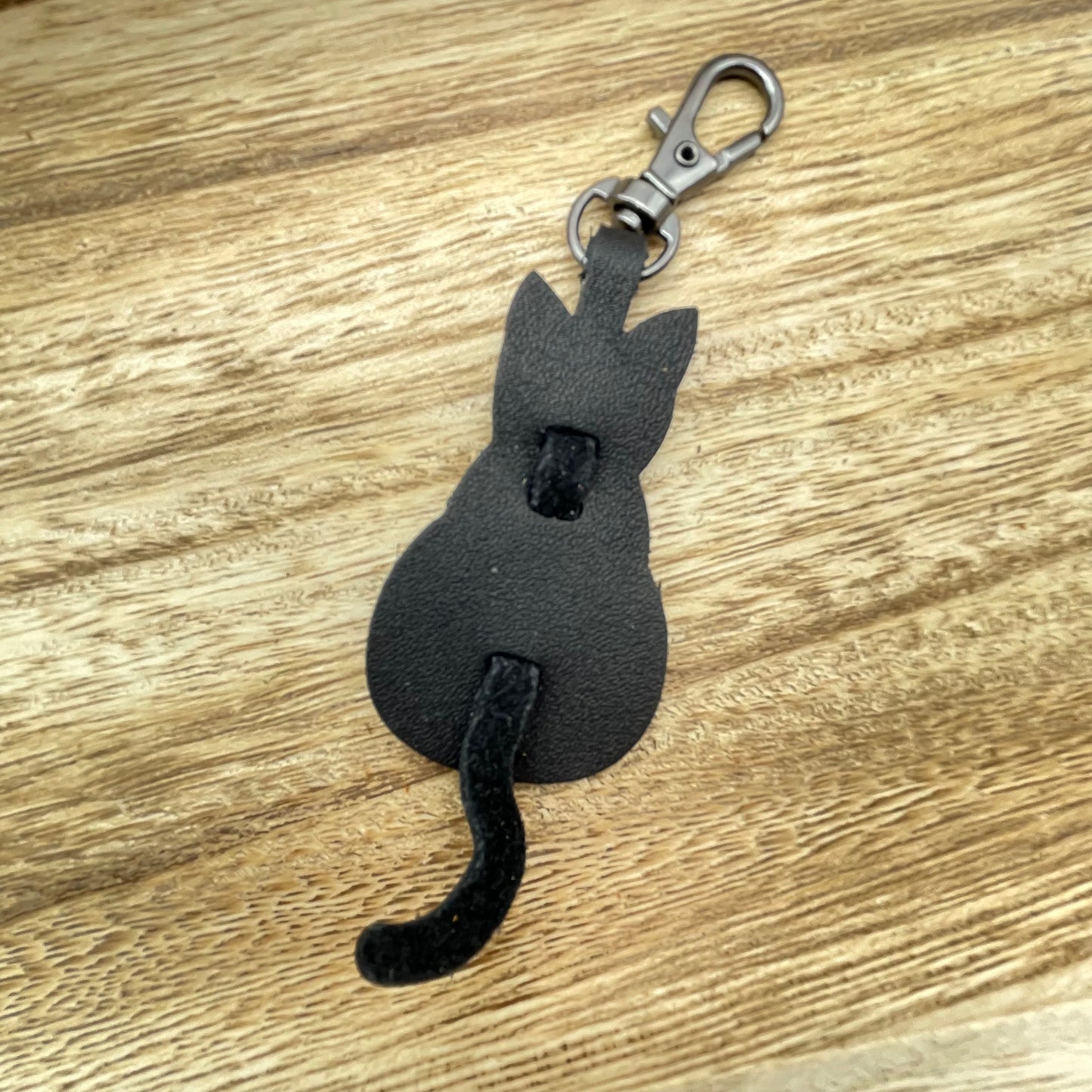 Genuine Leather Cat Keychain