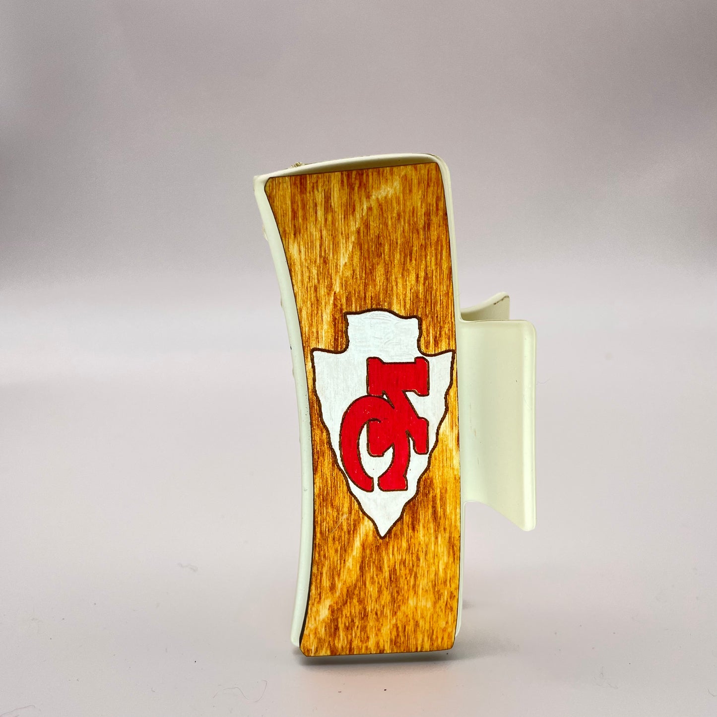 Kansas City Chiefs Logo Wood 4 inch Rectangle Hair Clip