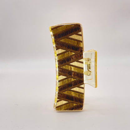 Wrapped Wood 4 inch Rectangle Hair Clip