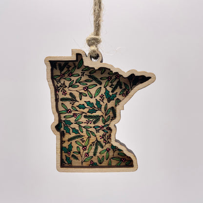 State of Minnesota Layered Wood Ornament