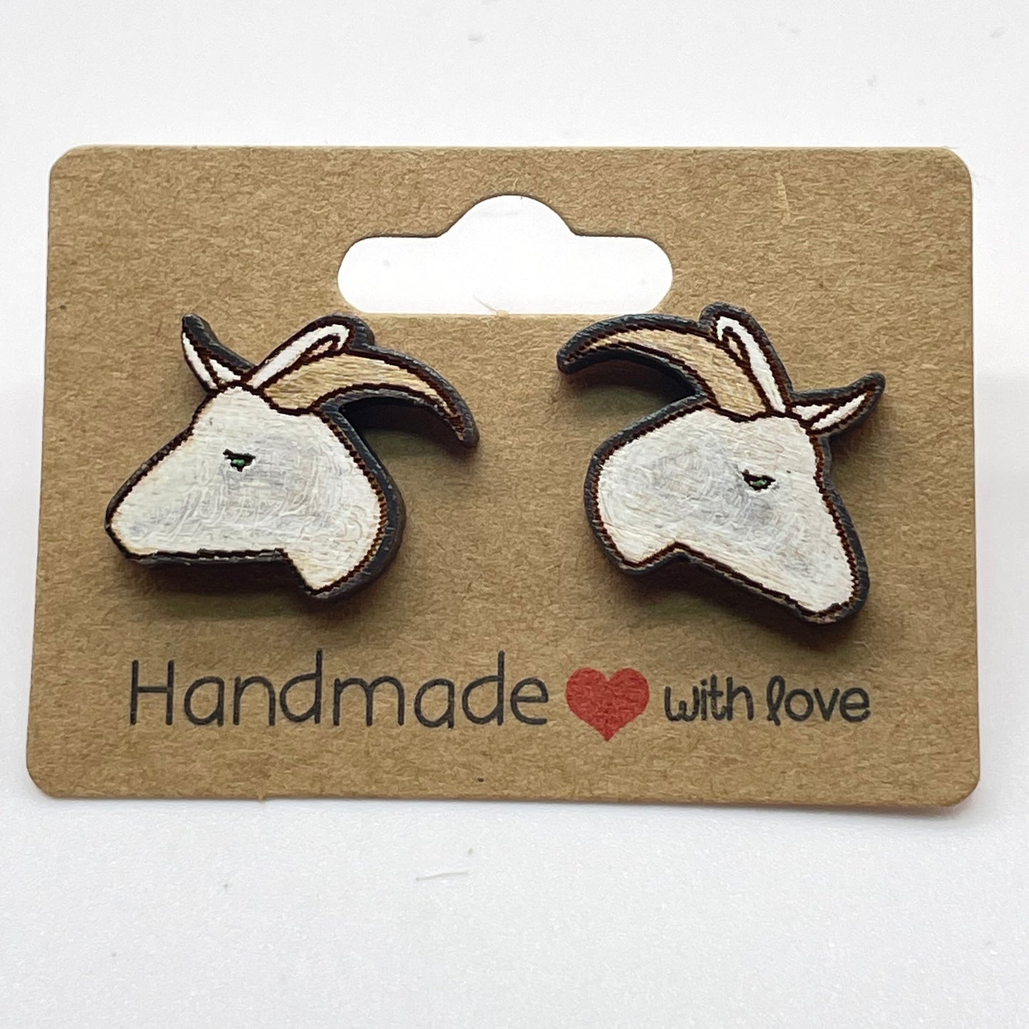 Goat Head with Horns Stud Earrings