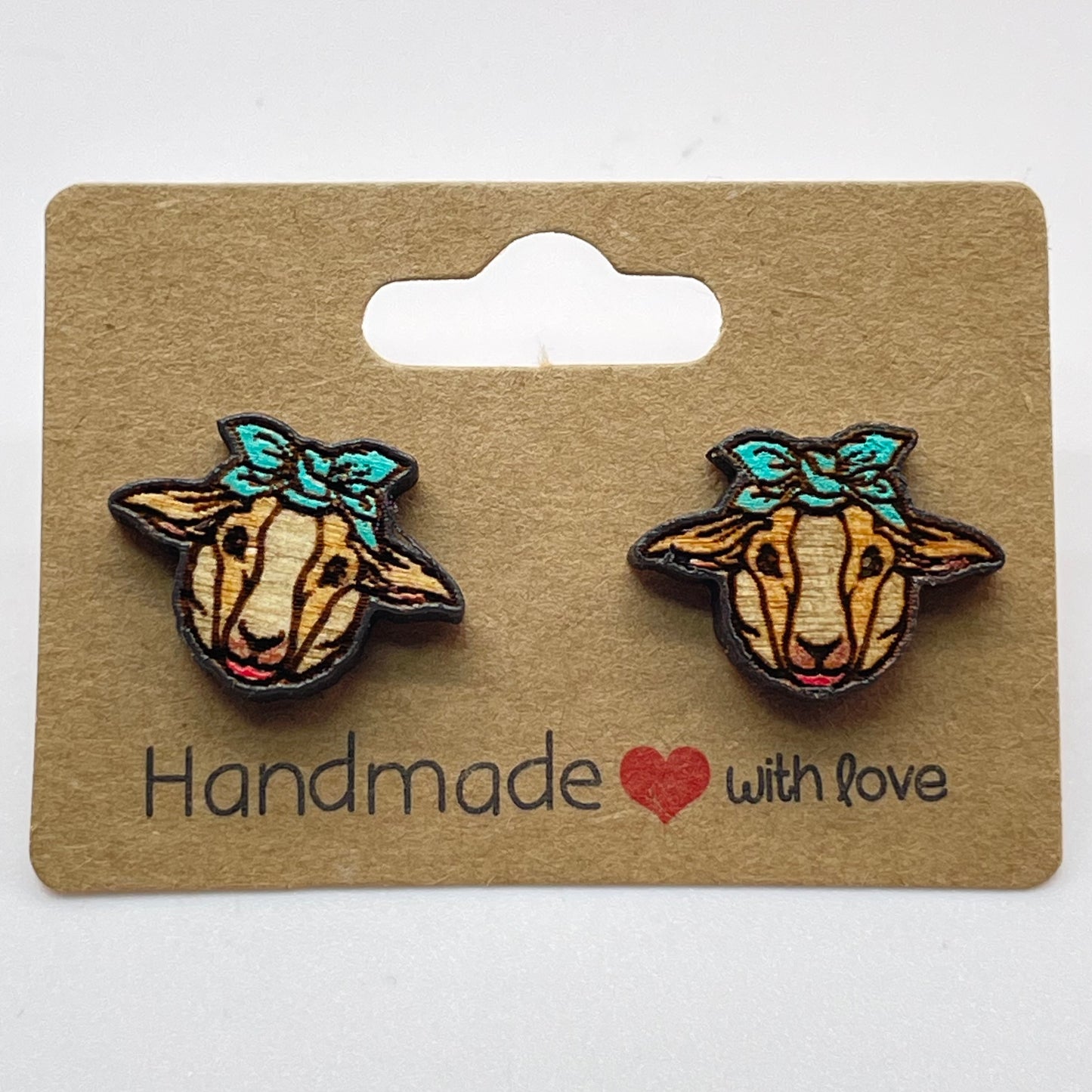 Sheep with Bow Stud Earrings