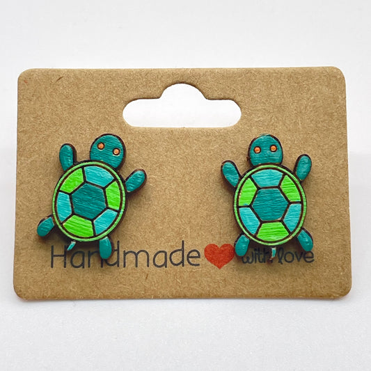 Varigated Shell Turtle Stud Earrings