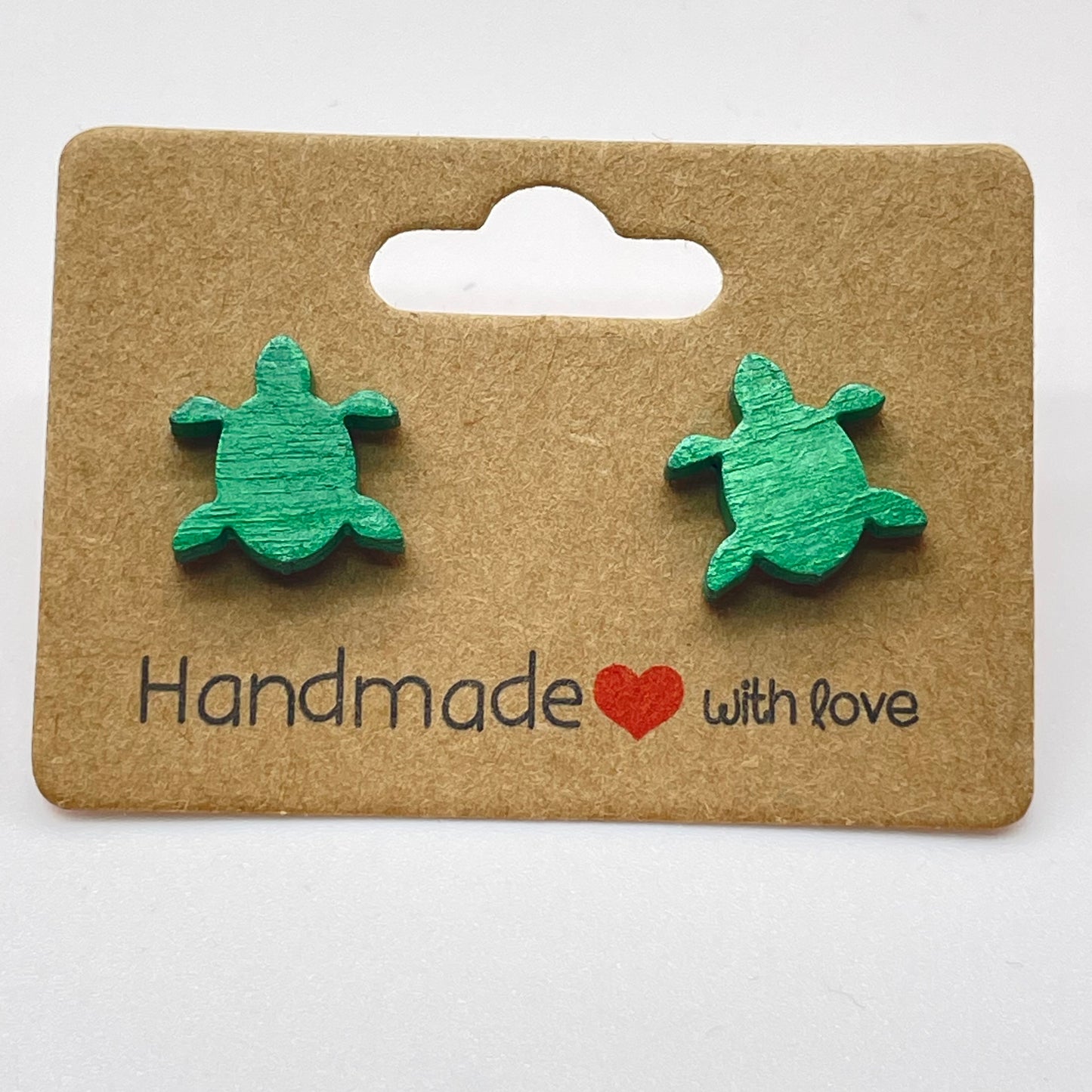 Plain Green Turtle Stud Earrings