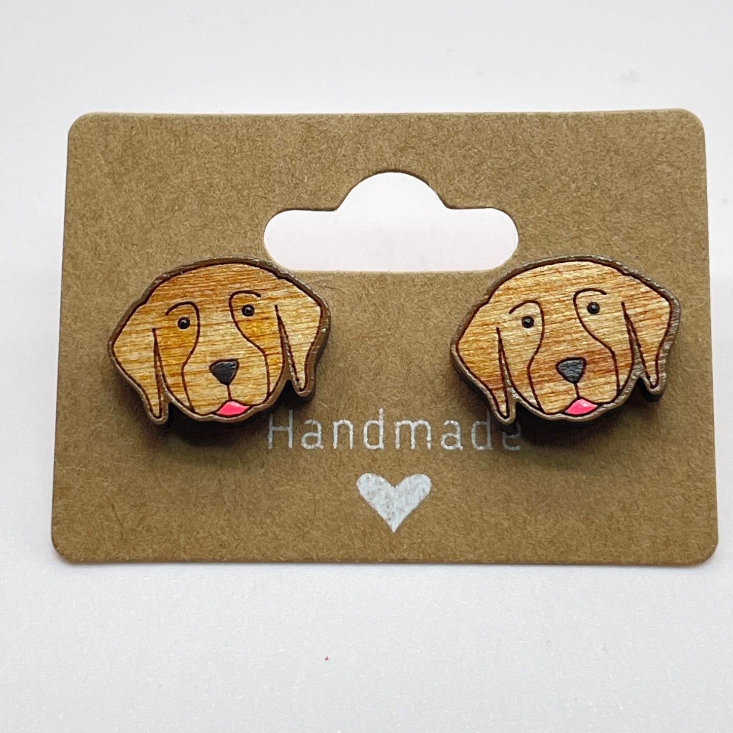 Golden Retriever Dog Head Stud Earrings