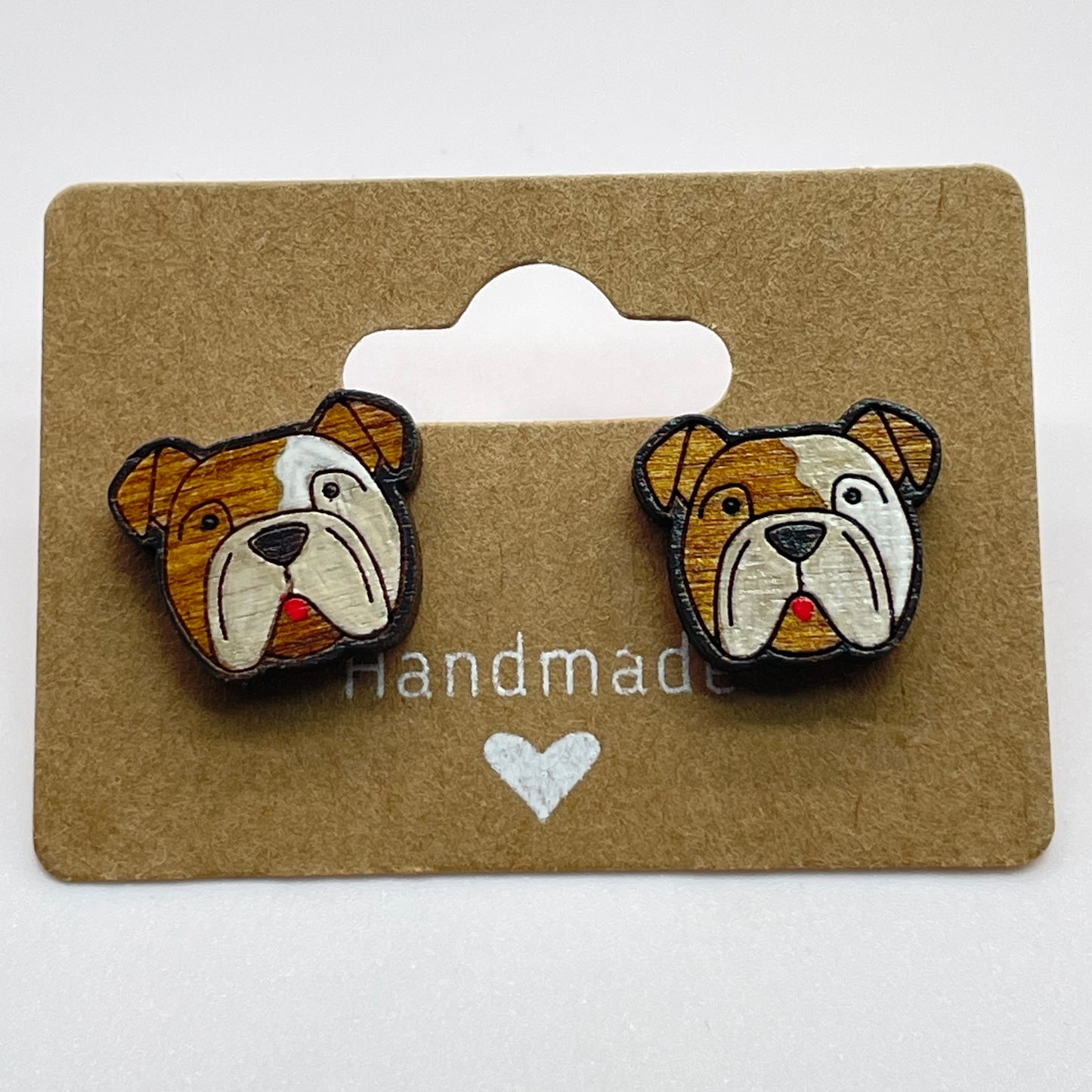 Bulldog  Dog Head Stud Earrings