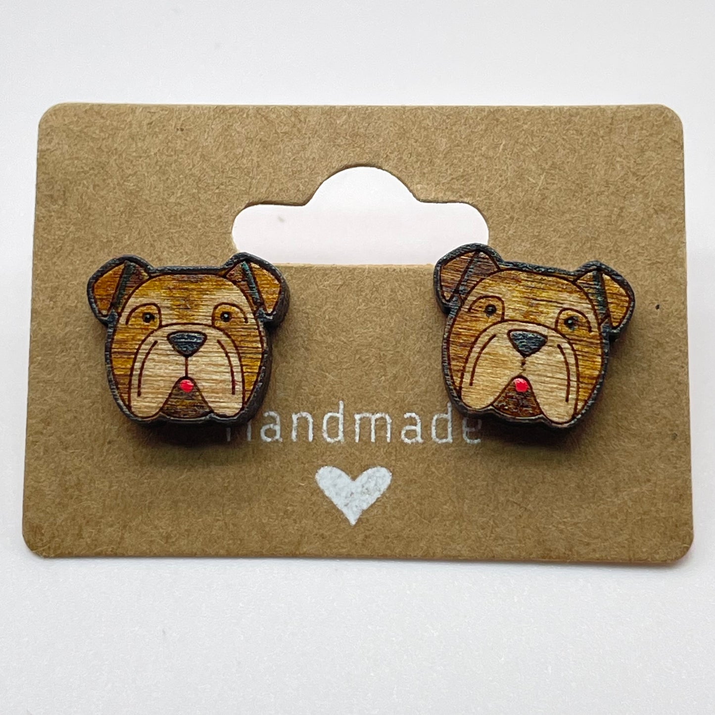 Bulldog  Dog Head Stud Earrings