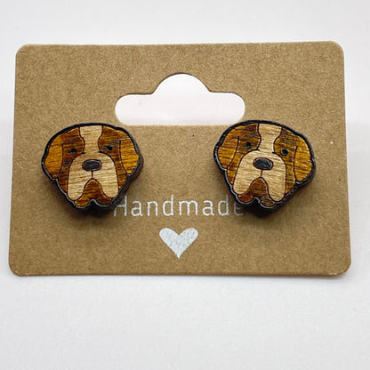 St. Bernard Dog Head Stud Earrings