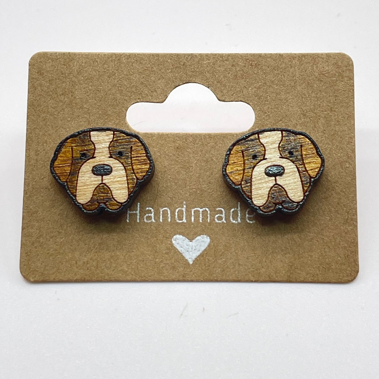 St. Bernard Dog Head Stud Earrings