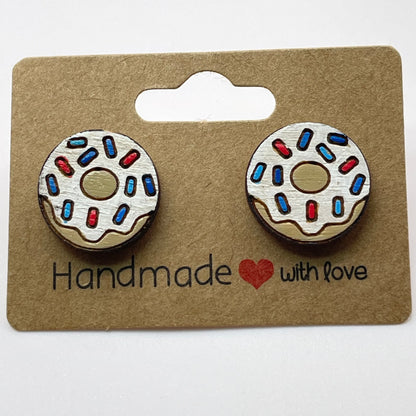 Colored Sprinkle Donut Stud Earrings