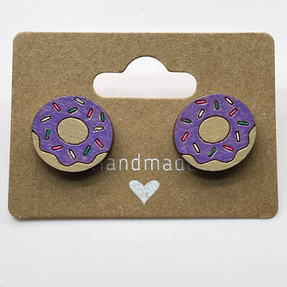 Colored Sprinkle Donut Stud Earrings