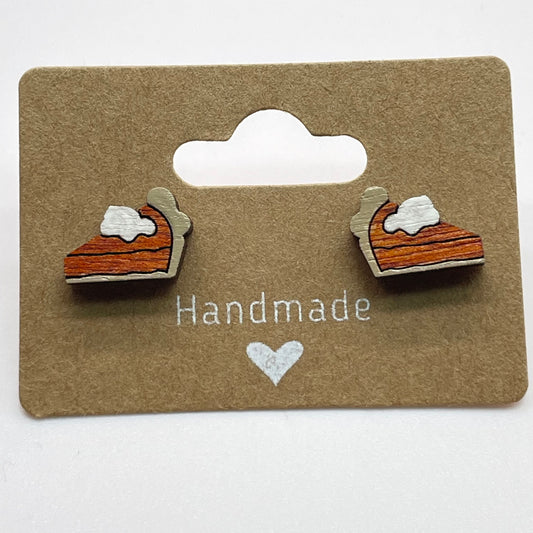 Pumpkin Pie Slice Stud Earrings