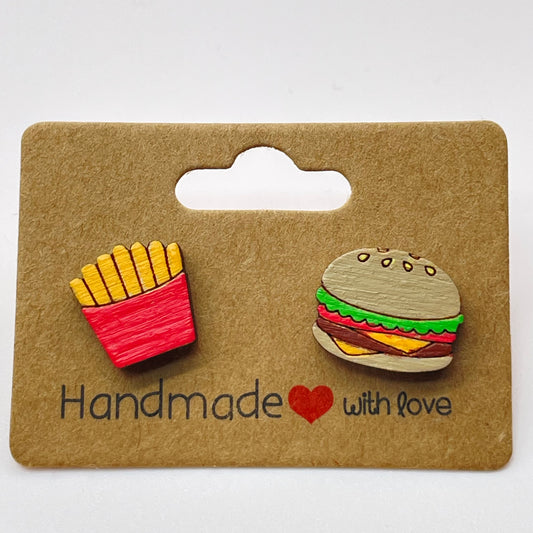 Hamburger and French Fry Stud Earrings