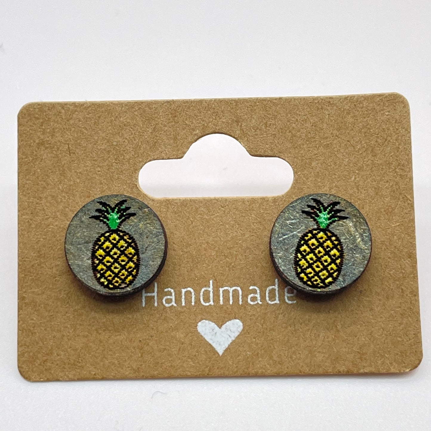 Pineapple in Circle Stud Earrings