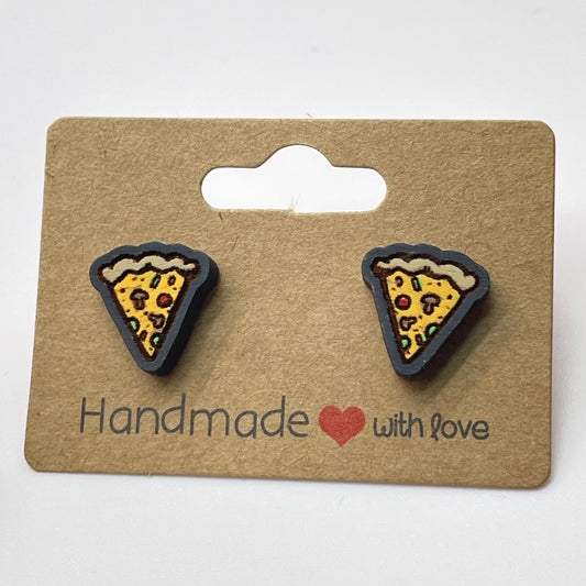 Pizza Slice w/ Outline Stud Earrings