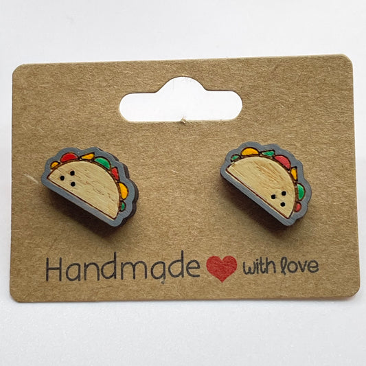 Taco w/ Lettuce, Tomato, Cheese Stud Earrings