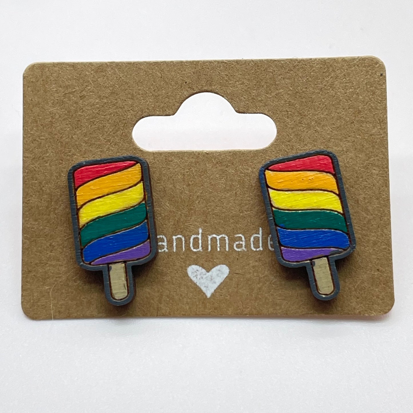 Rainbow Popsicle Stud Earrings