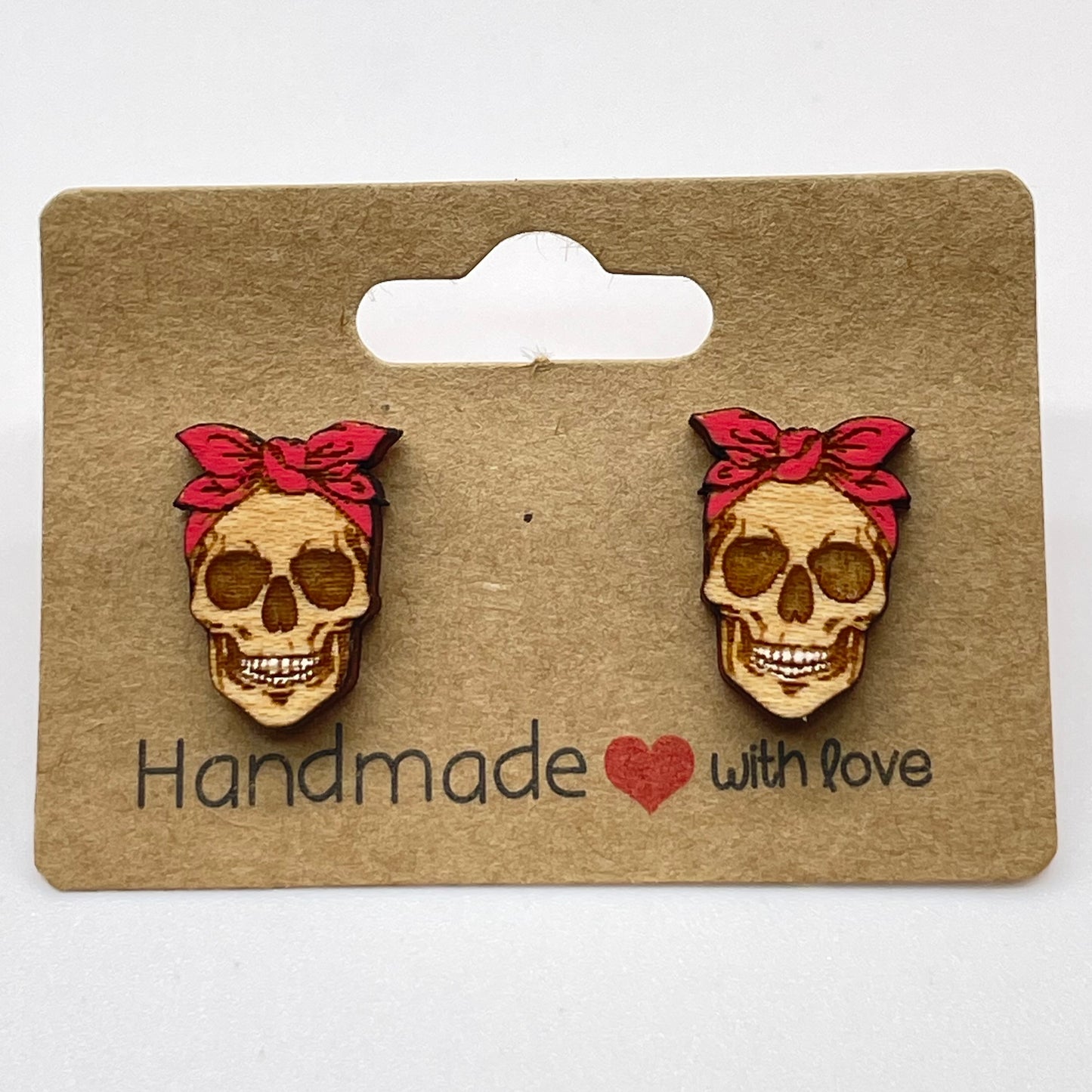 Skull w/ Bow Stud Earrings