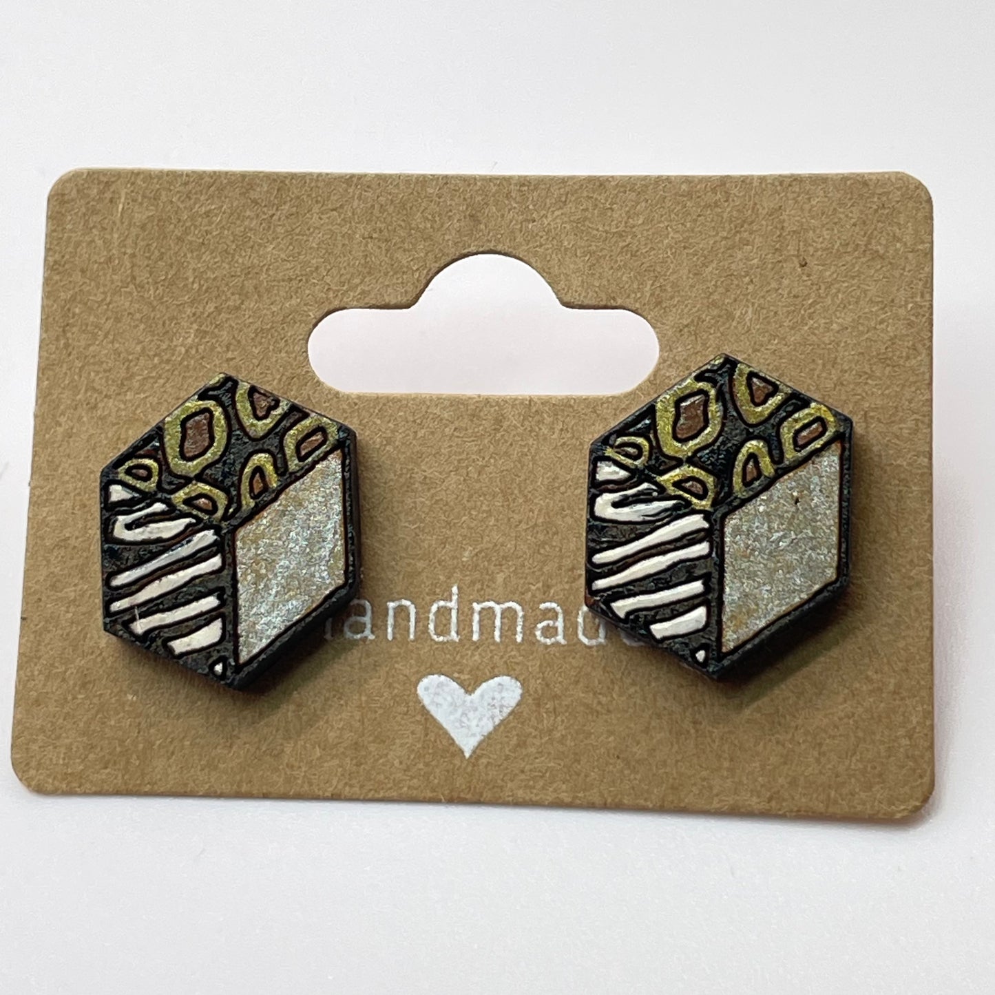 Animal Print Cube Stud Earrings