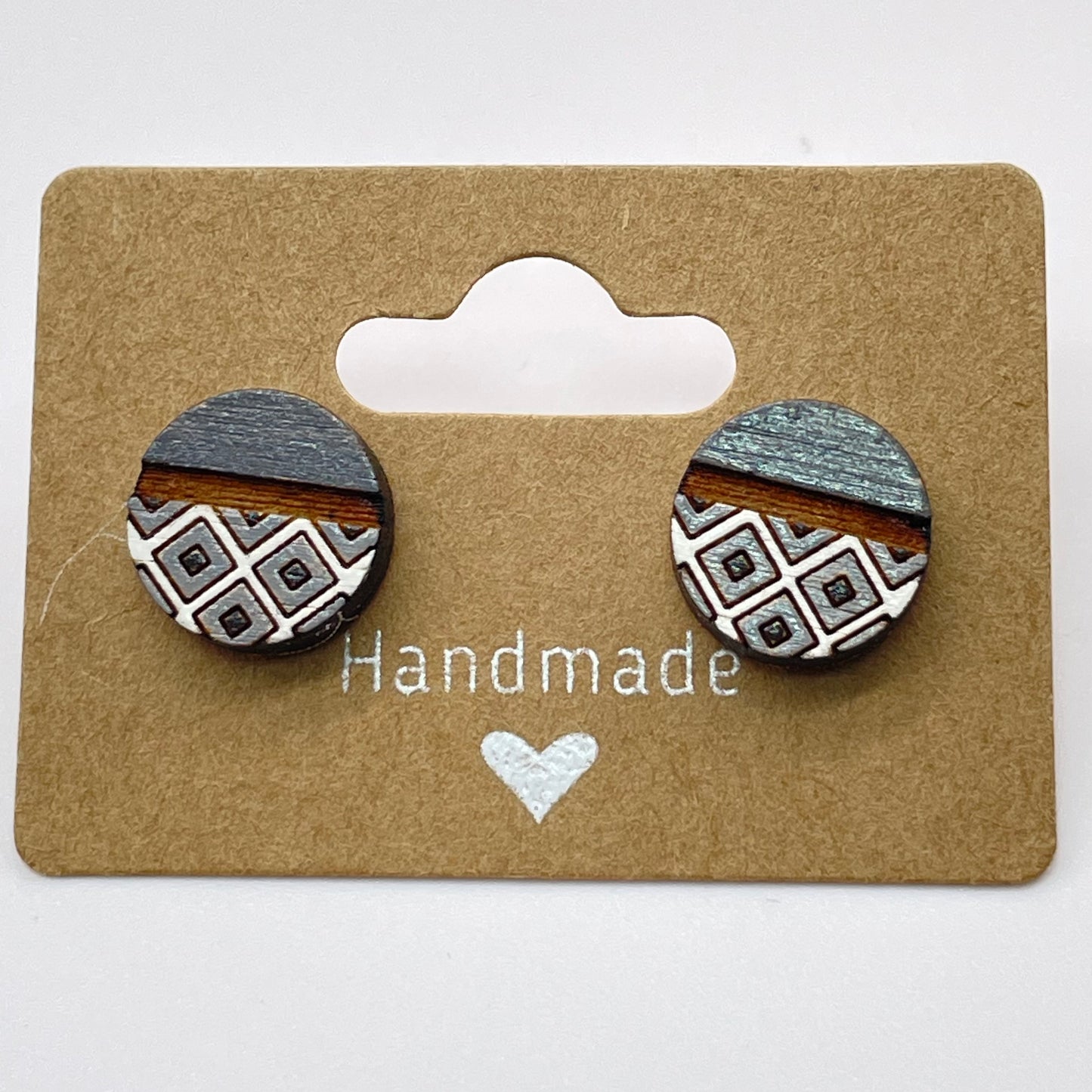 Half Square Tiled Circle Stud Earrings