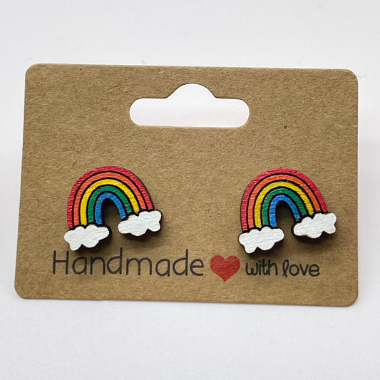 Rainbow w/ Two Clouds Stud Earrings