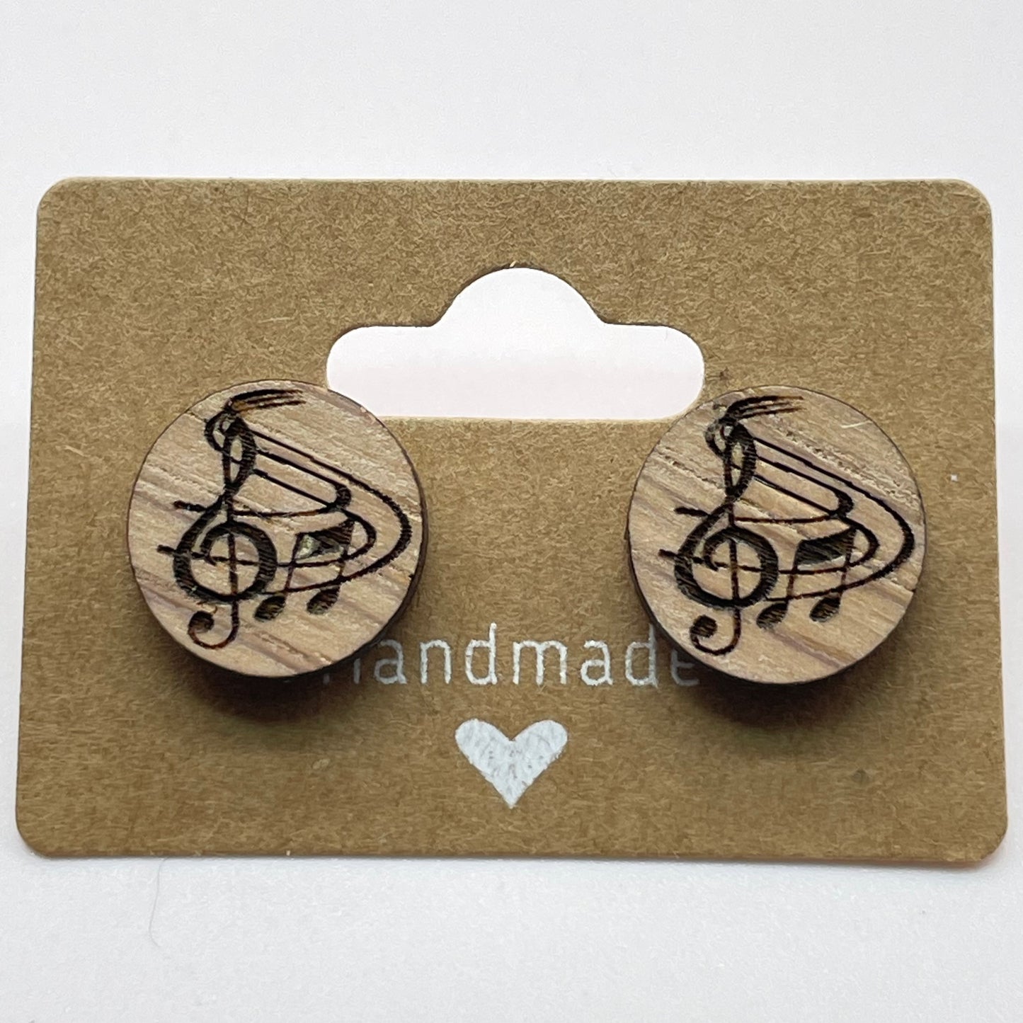 Music Note Circle Stud Earrings