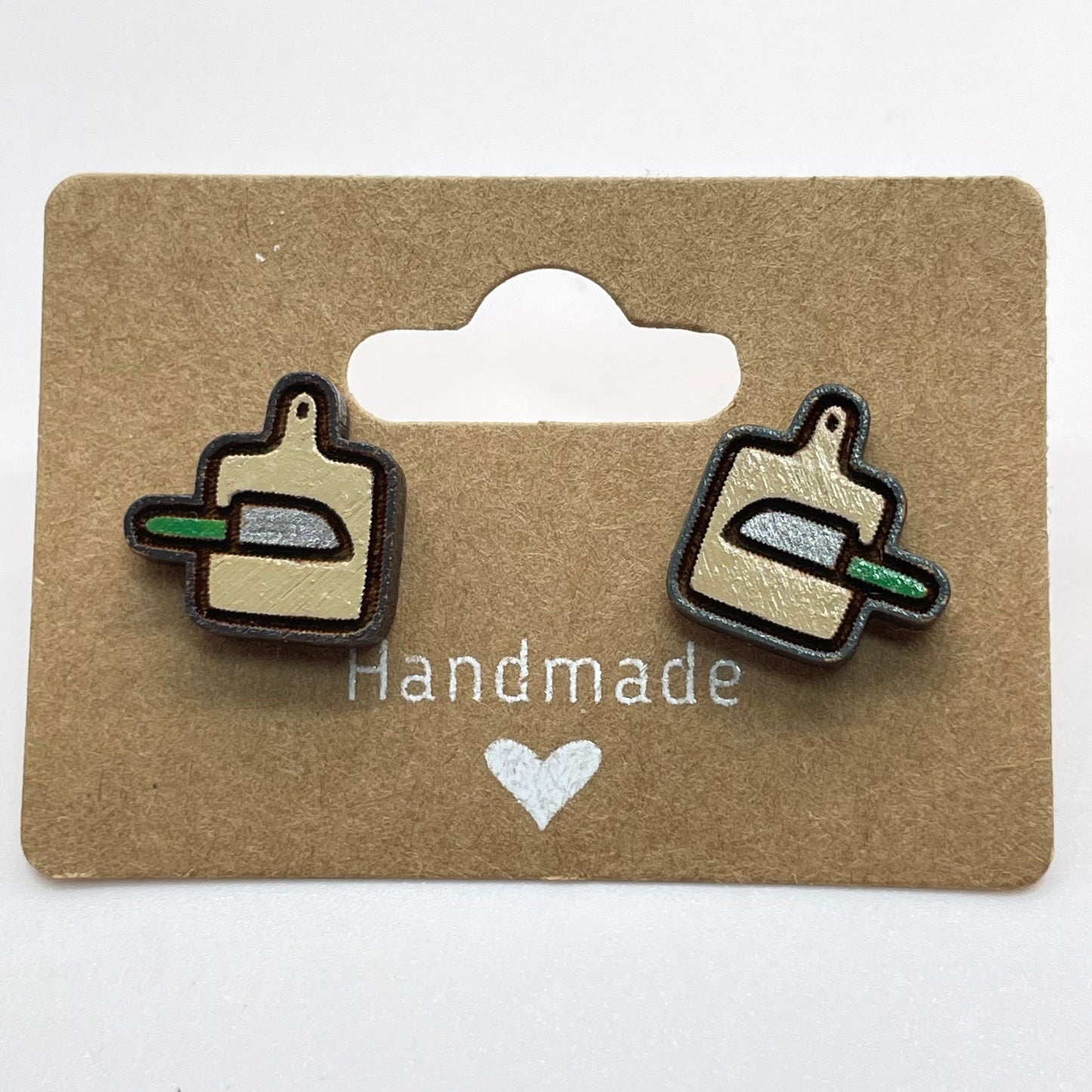 Knife Cutting Board Stud Earrings