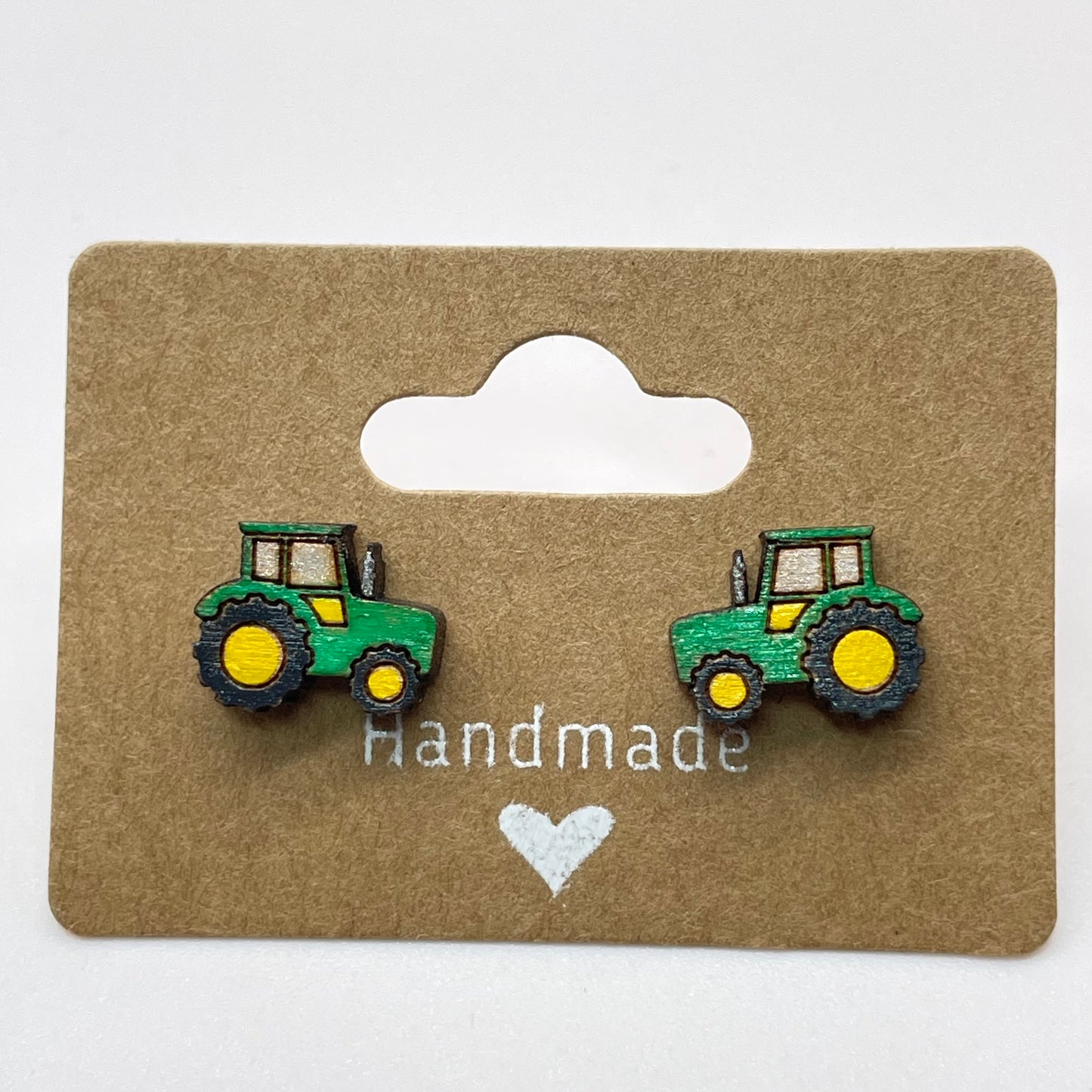 Green Tractor Stud Earrings