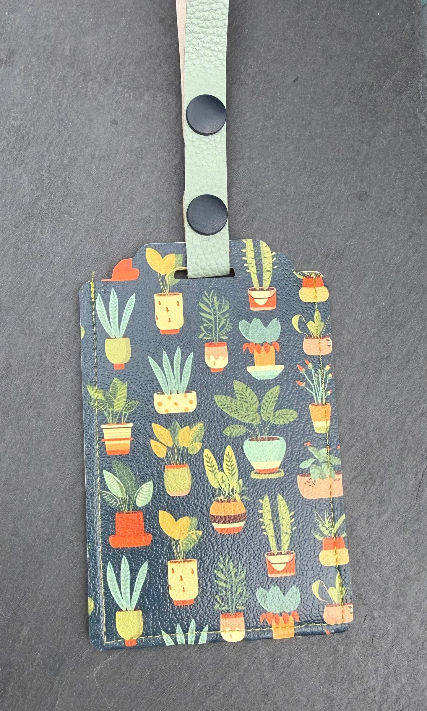 Plants on Navy Luggage Tag