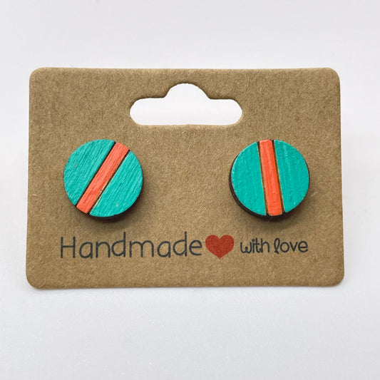 Circle with Straight Line Stud Earrings