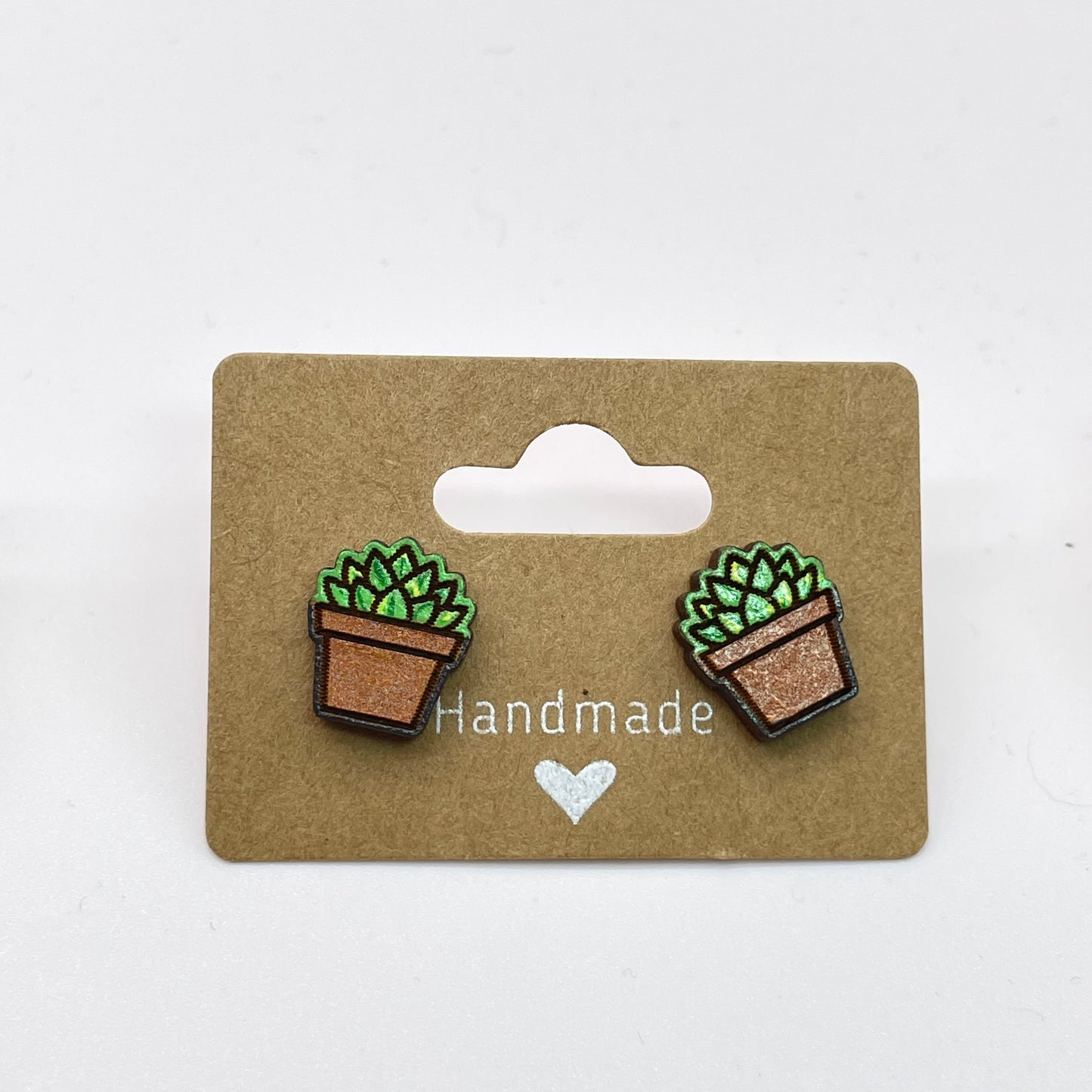 Squared Hat Pot Succulent Stud Earrings