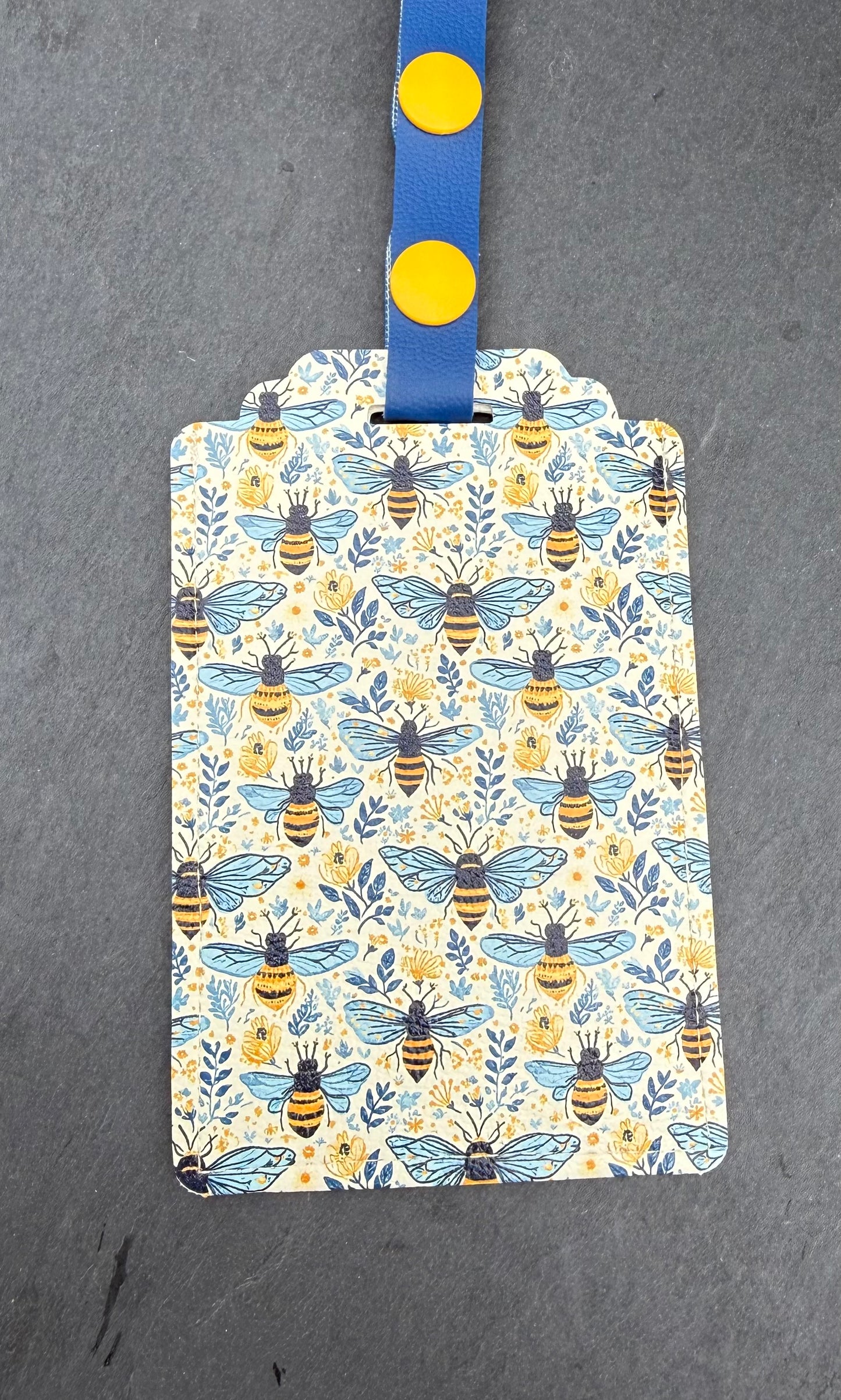 Navy & Gold Bees Luggage Tag