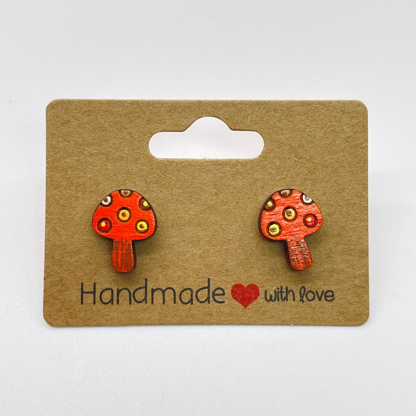 Spotted Cap Mushroom Stud Earrings