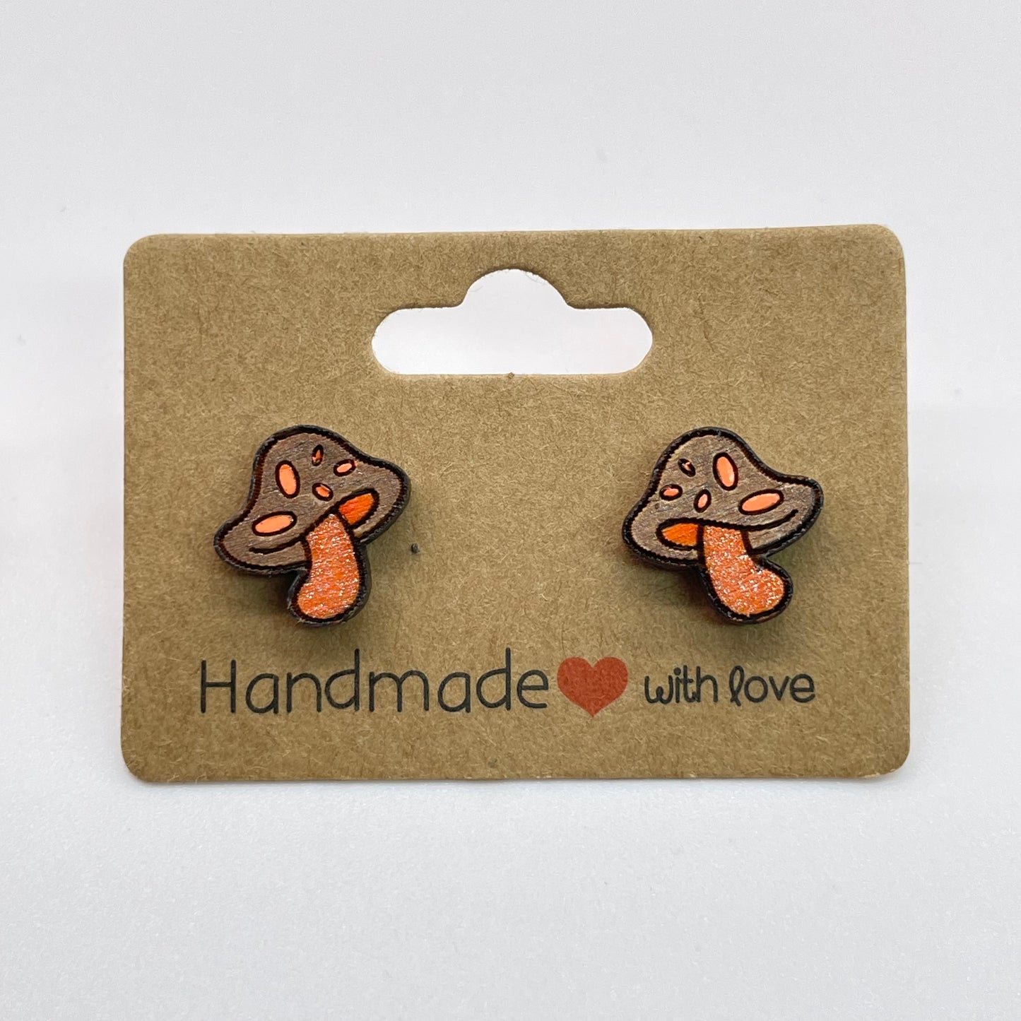 Mushroom w/ Bent Stalk Stud Earrings