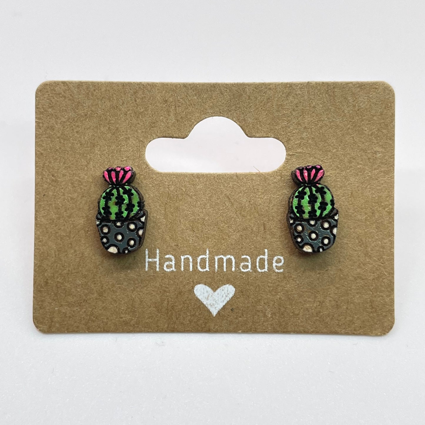 Spotted Pot Cactus Stud Earrings