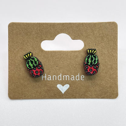 Spotted Pot Cactus Stud Earrings