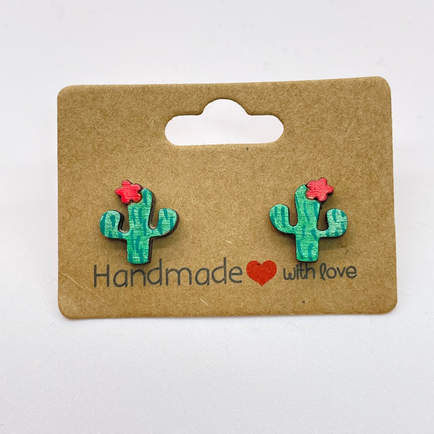 Cactus w/ Flower Stud Earrings