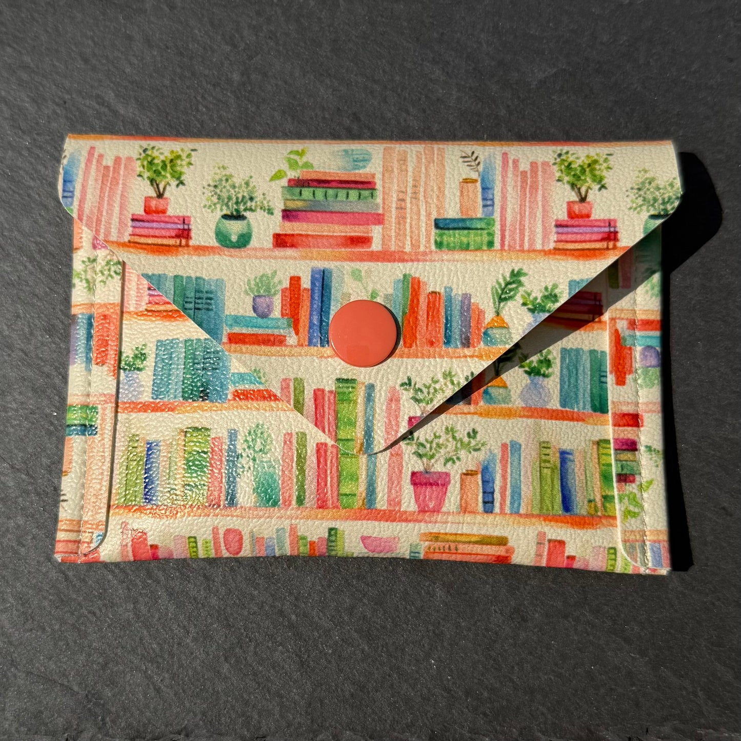 Peach Bookshelf & Plants Card Wallet