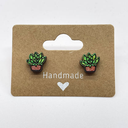 Star Leaves Potted Succulent Stud Earrings