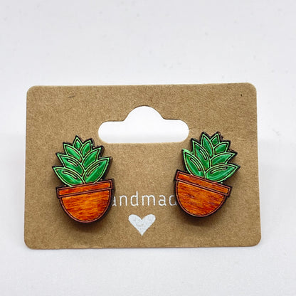 Large Pot Succulent Stud Earrings