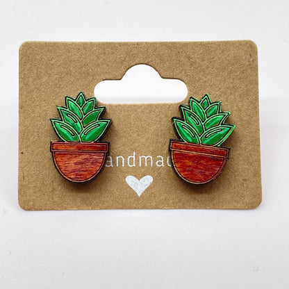 Large Pot Succulent Stud Earrings