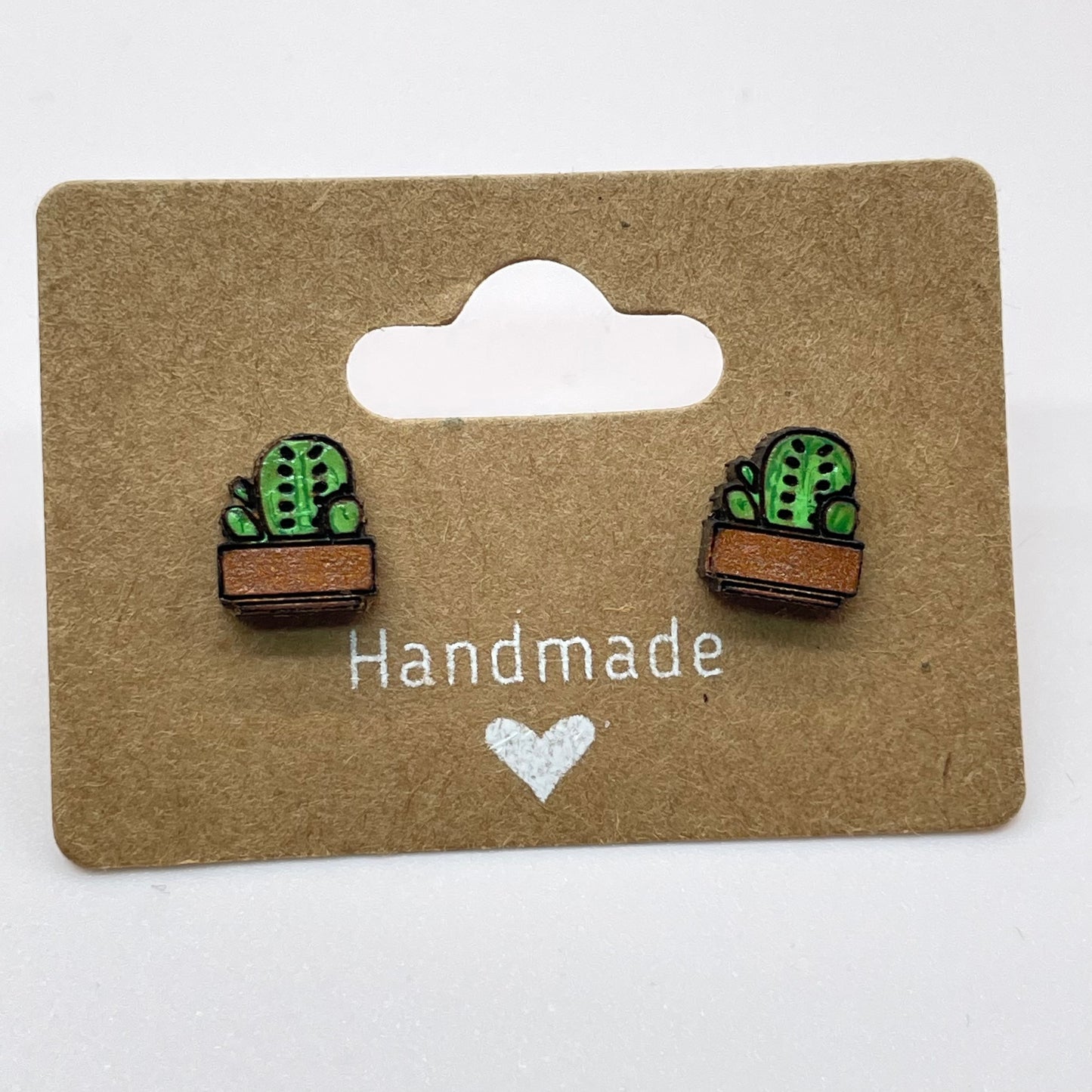 Rectangle Potted Cactus Stud Earrings