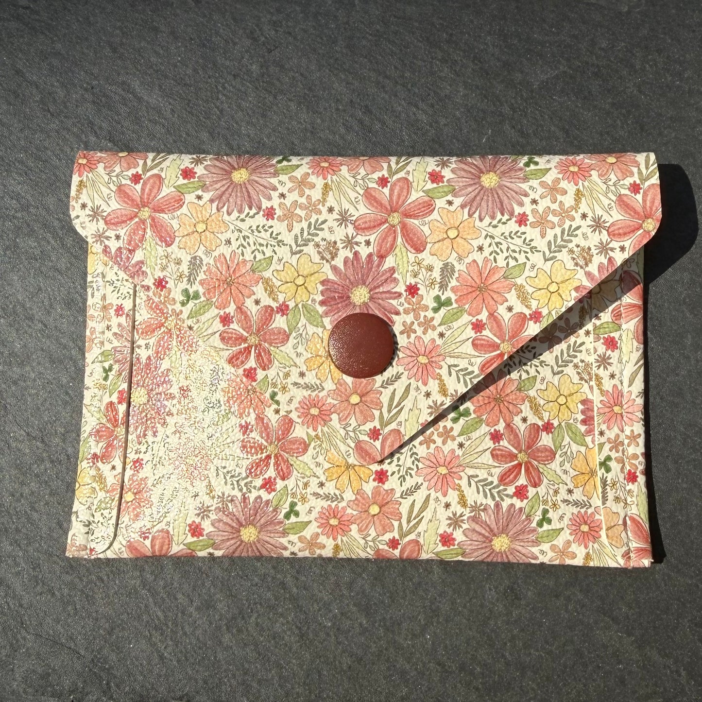 Peach & Pink Petals Card Wallet