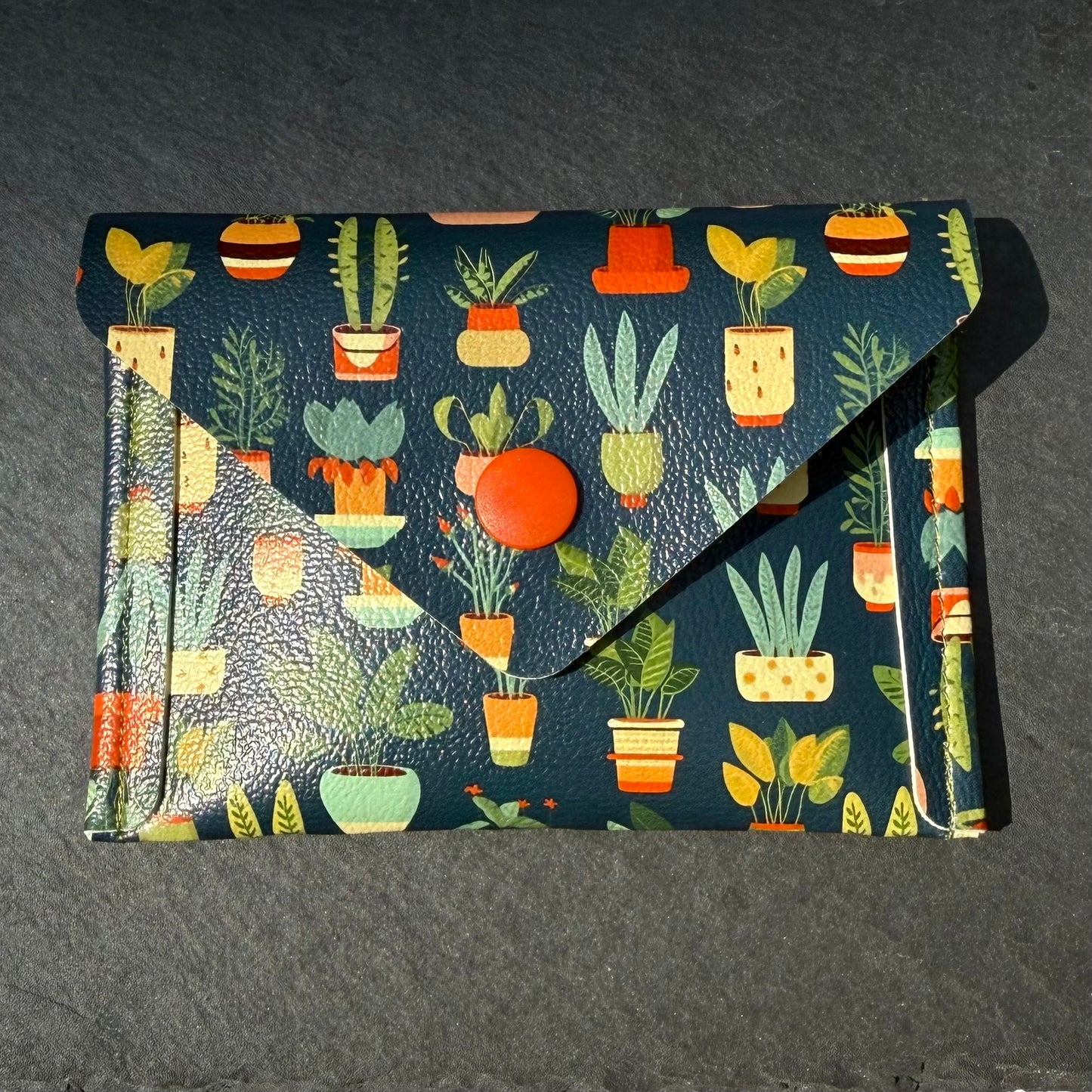 Plants on Navy Card Wallet