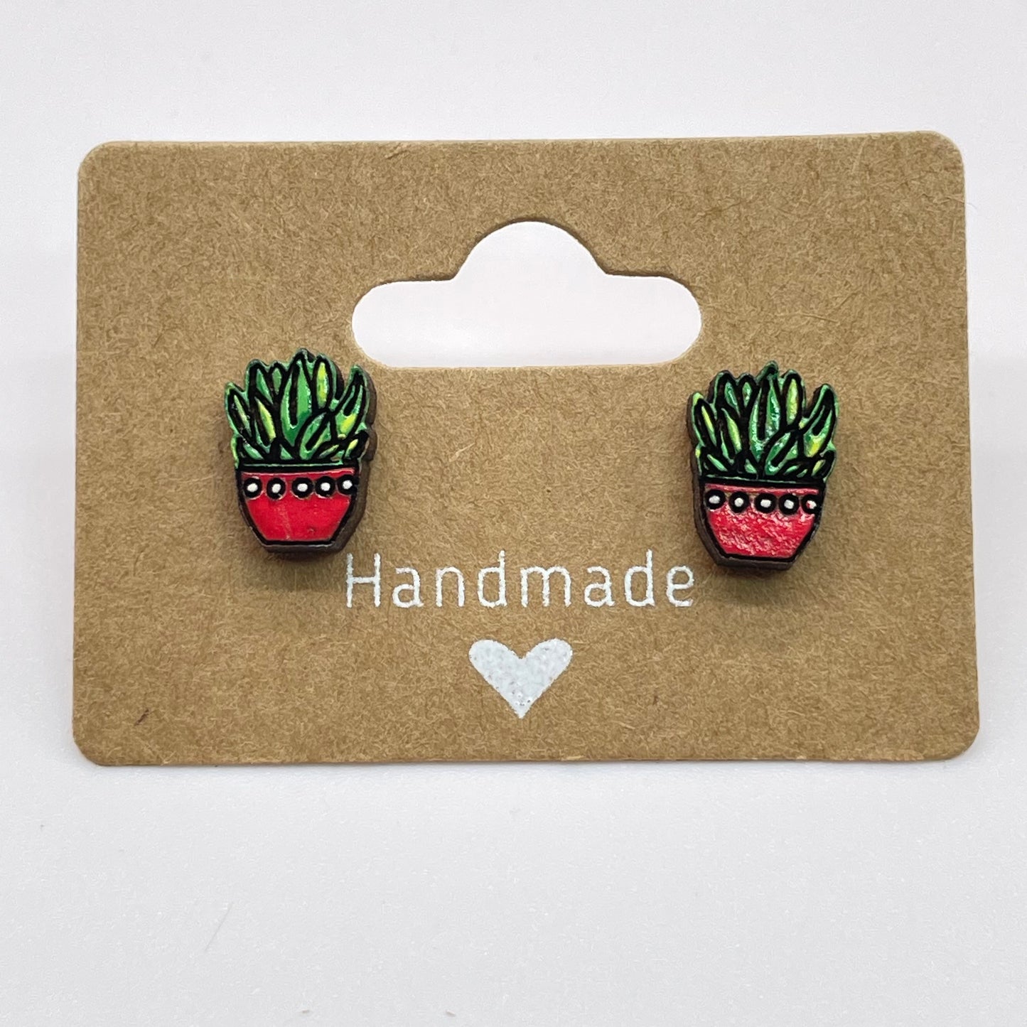 Spotted Pot Succulent Stud Earrings