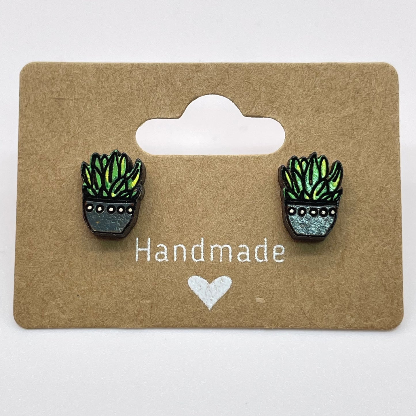 Spotted Pot Succulent Stud Earrings