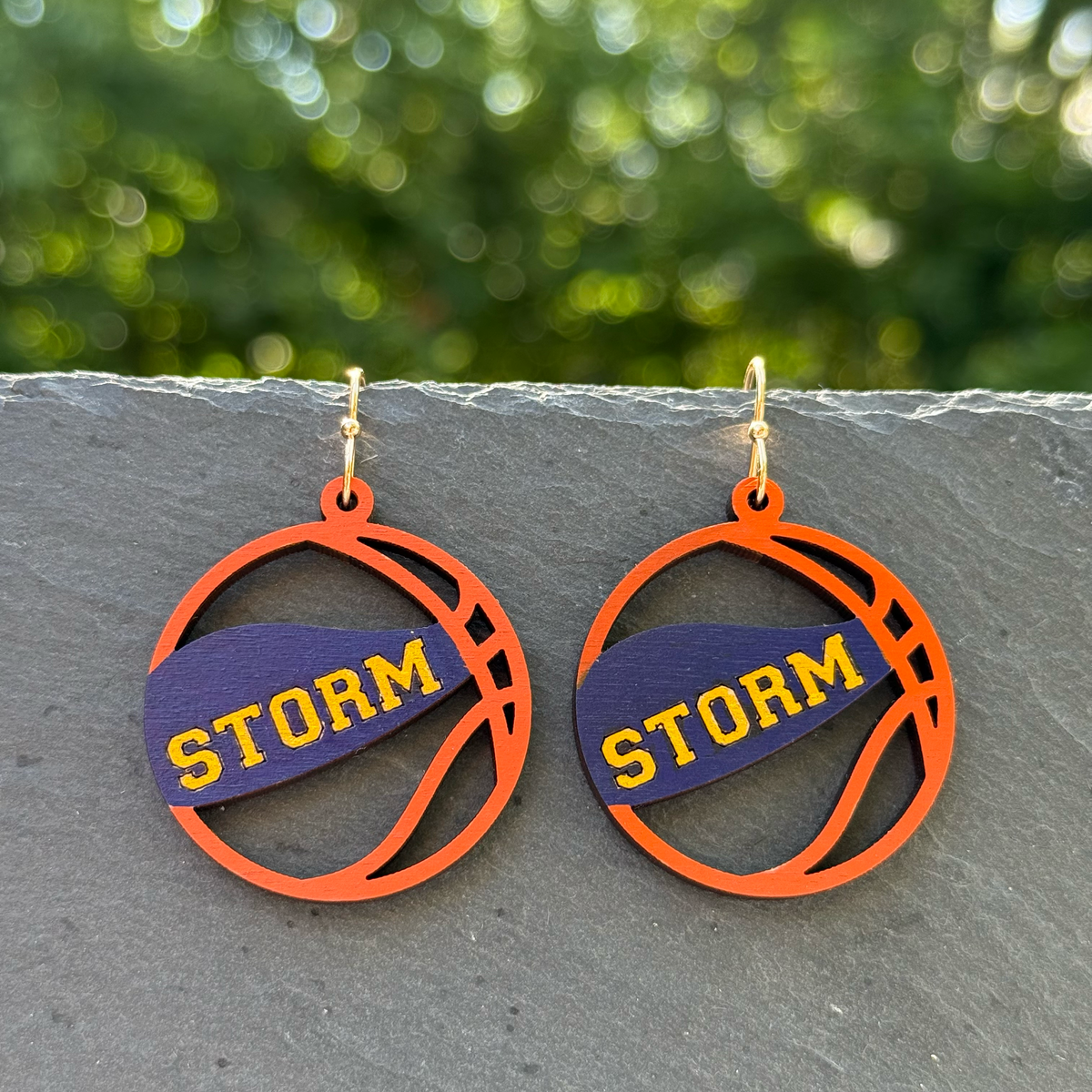 Storm Basketball Drop Dangle Earrings